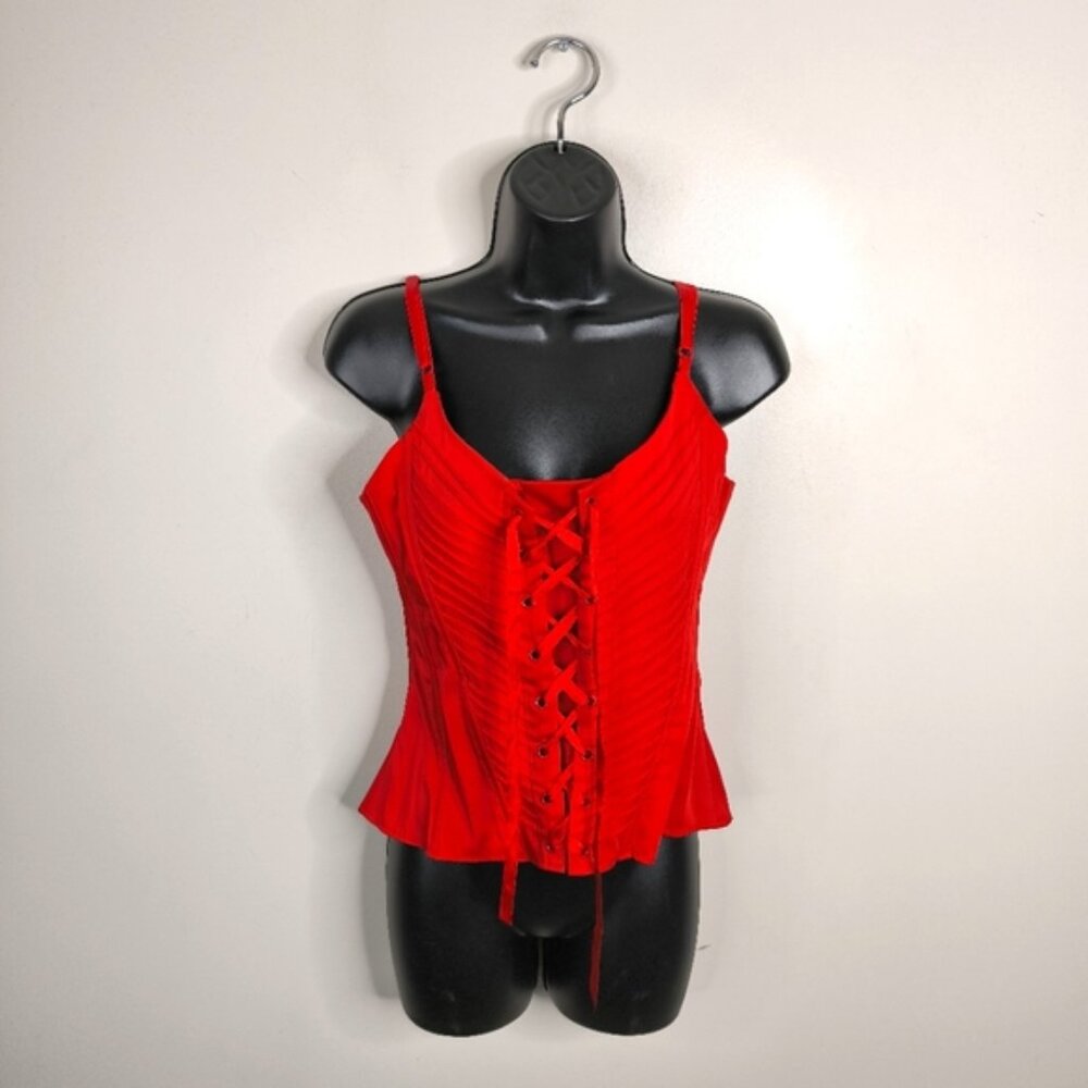 Le Chateau Goth Whimsical Whimsigoth Renaissance Burlesque Red Corset Top M